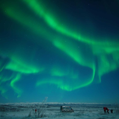 The northern lights above